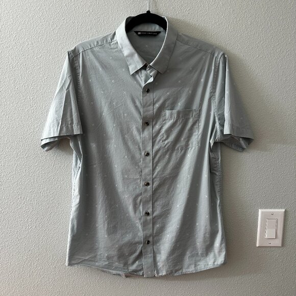 Travis Mathew Across The Pond Short Sleeve Button Up Golf Shirt SMALL Blue - Picture 1 of 5